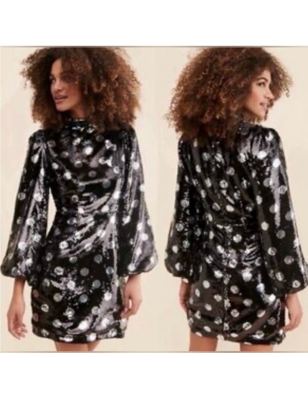 Sister Jane Black Sequin Polka Dot Mini Dress